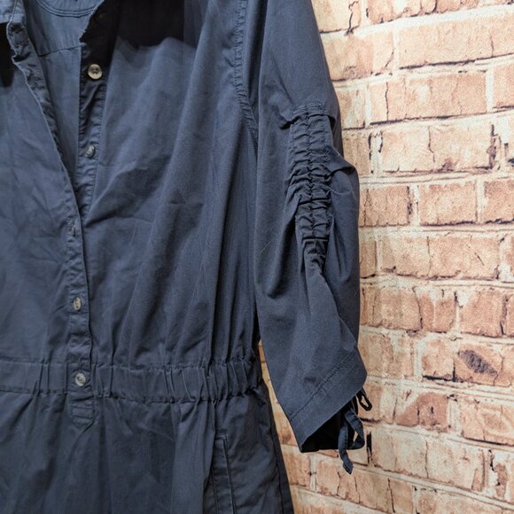 Converse  Blue Button-Up Dress with Adjustable Sleeves and Pockets Size Large - Picture 4 of 13